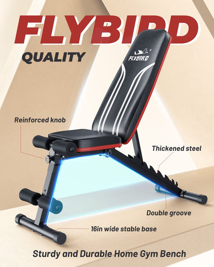 Adjustable Folding Weight Bench with Resistance Bands for Home Fitness