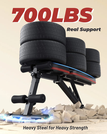 Adjustable Folding Weight Bench with Resistance Bands for Home Fitness