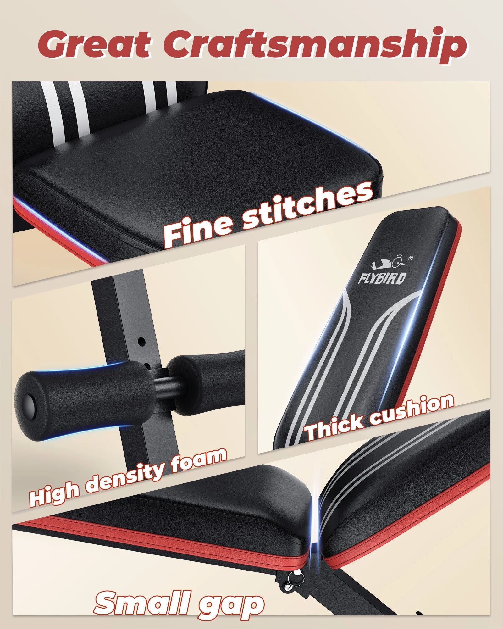 Adjustable Folding Weight Bench with Resistance Bands for Home Fitness