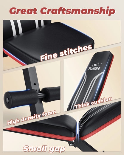 Adjustable Folding Weight Bench with Resistance Bands for Home Fitness